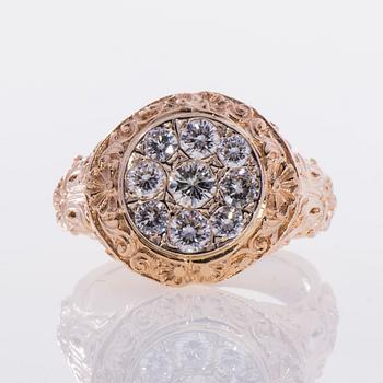 RING, herr, 14K guld, briljantslipade diamanter. Finska kontrollstämplar. Vikt ca 16,9 g.