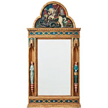 Gisela Trapp, in the manner of, a carved and painted wall mirror, ca 1900.