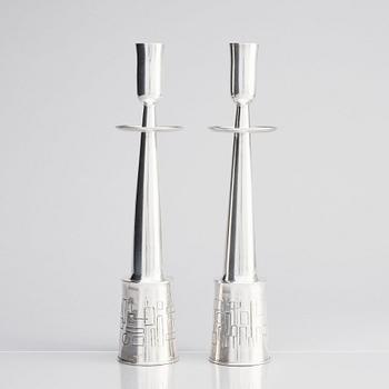 Claës Giertta, a pair of silver candlesticks, Stockholm 1960.