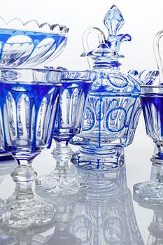 55 pieces of glass tableware, first half of the 20th century.