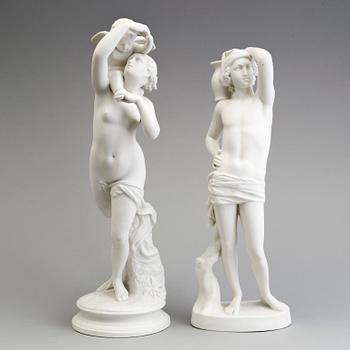 TWO PARIAN FIGURES, Gustafsberg, ca 1900.