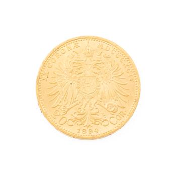 Guldmynt, Österrike-Ungern, 20 Corona, 1894.
