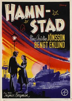 1422. FILMAFFISCH, "Hamnstad", Ingmar Bergman.
