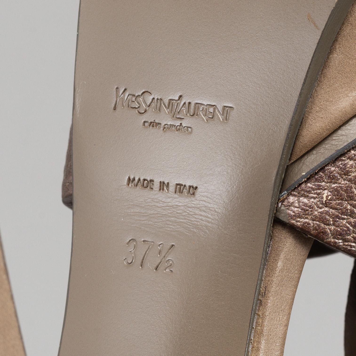 YVES SAINT LAURENT, a pair of open toe patent leather shoes, size 37½.