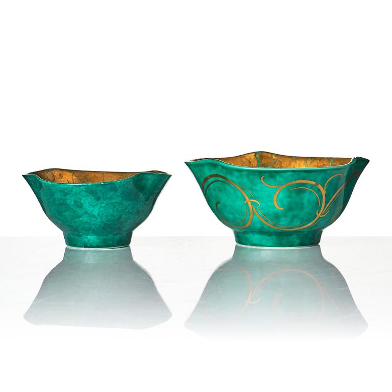 Wilhelm Kåge, outer casing, 2 pieces and bowls, 3 pieces, stoneware, Gustavsberg, most dated 1927-29.