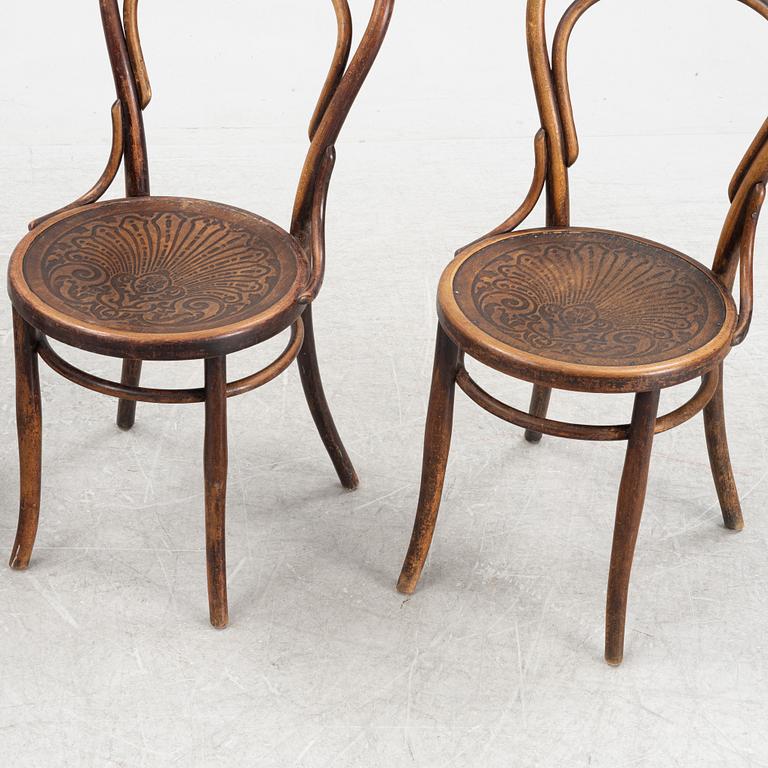 Cafestolar, fyra stycken, Josef Hoffmann samt Jacob & Josef Kohn, omkring år 1900.