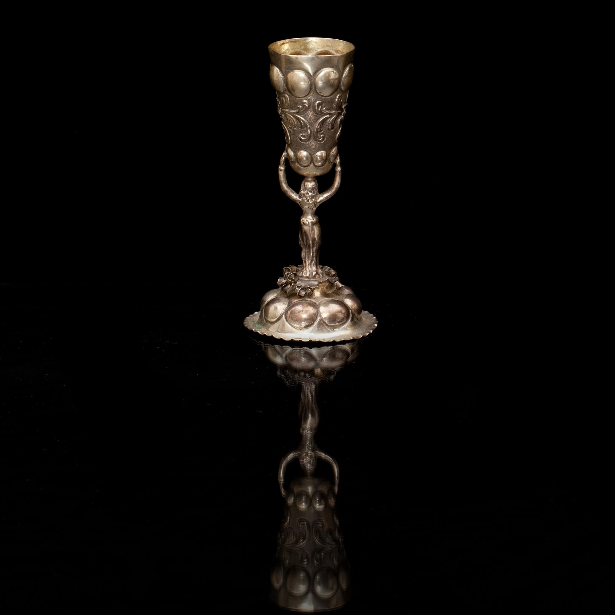 BRÖLLOPSBÄGARE, silver, 1800-tal. Vikt c:a 60 g.