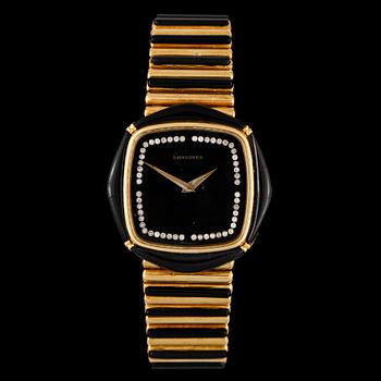 HERRARMBANDSUR, guld 18K, diamanter, Longines, numrerat 18005538. Tot ca 113 gram.