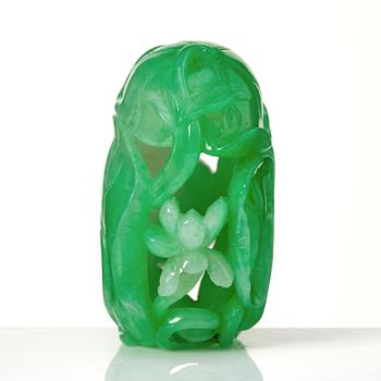 A Chinese coloured jadeit sculpture, 20th Century.