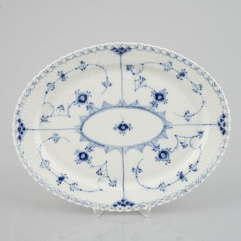 A 'Blue Fluted Full Lace' / 'Musselmalet' porcelain serving dish, Royal Copenhagen, model 1147, 1966.