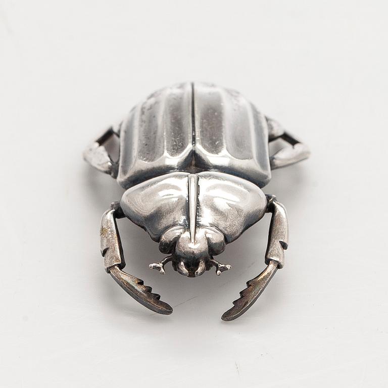 Brooch, beetle, silver, A. Tillander, Helsinki 1953.