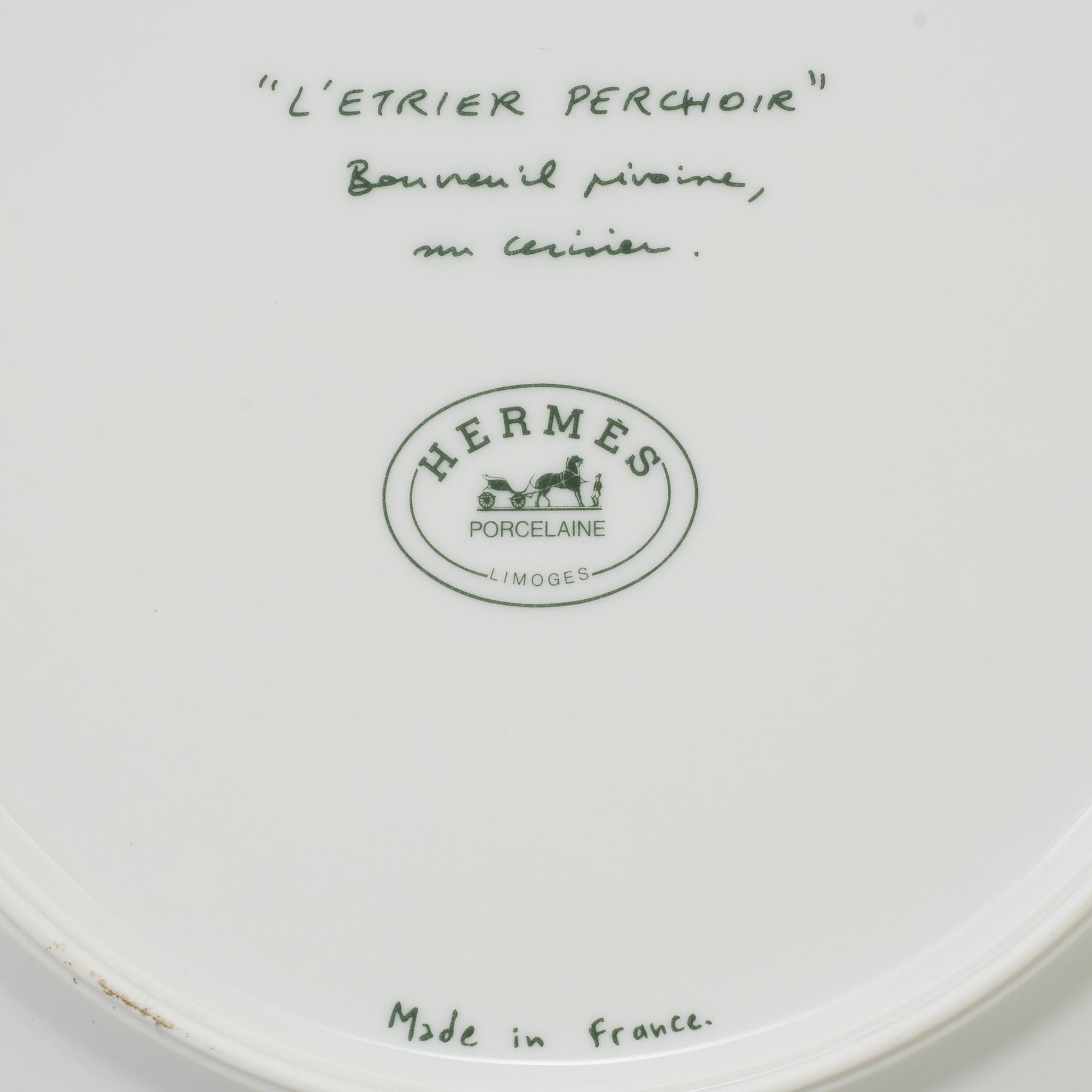 HERMES L'ETRIER PERCHOIR 大皿 34cm 小鳥柄 HERMES L'ETRIER PERCHOIR