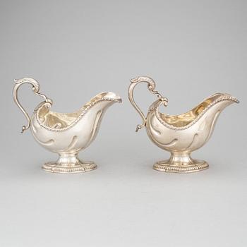 A PAIR OF SAUCE BOATS, silver, London1764. Weight 1017 grams.