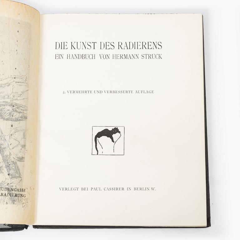 Hermann Struck, "Die Künst des Radieren's" bok med fem originaletsningar av bl a Edvard Munch och Max Liebermann.