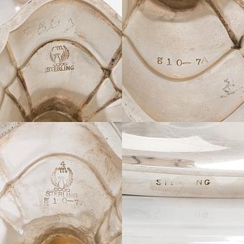 A five-piece sterling silver coffee and tea service, and 12 spoons, USA, first quarter of the 20th century.