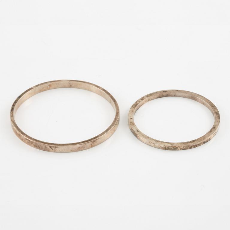 Lars Arby, five arm rings, sterling silver, Gothenburg 1963, 1967 and 1969.