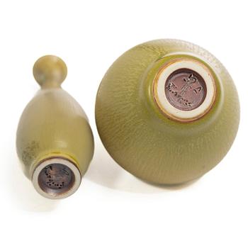 Berndt Friberg, five stoneware miniture vases, Gustavsberg Studio, Sweden, including 1968.