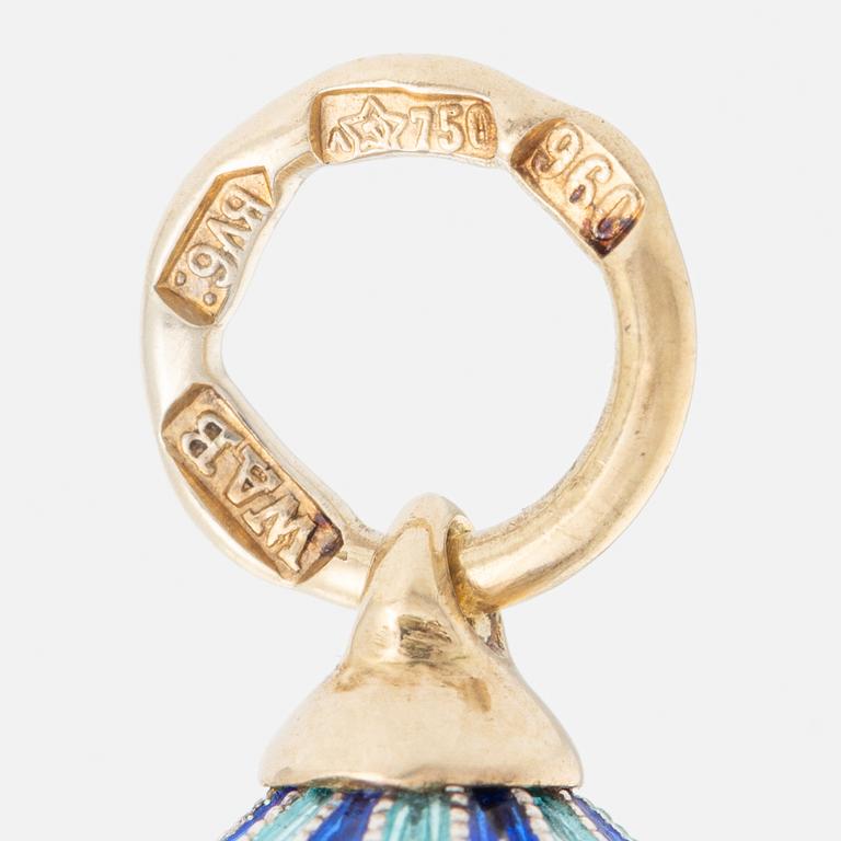 W.A. Bolin, egg, 18k gold and silver with enamel.