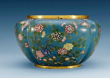 1302. JARDINIÈRE, cloisonné, Qing dynastin, sen Qing dynasti, 1800-tal.