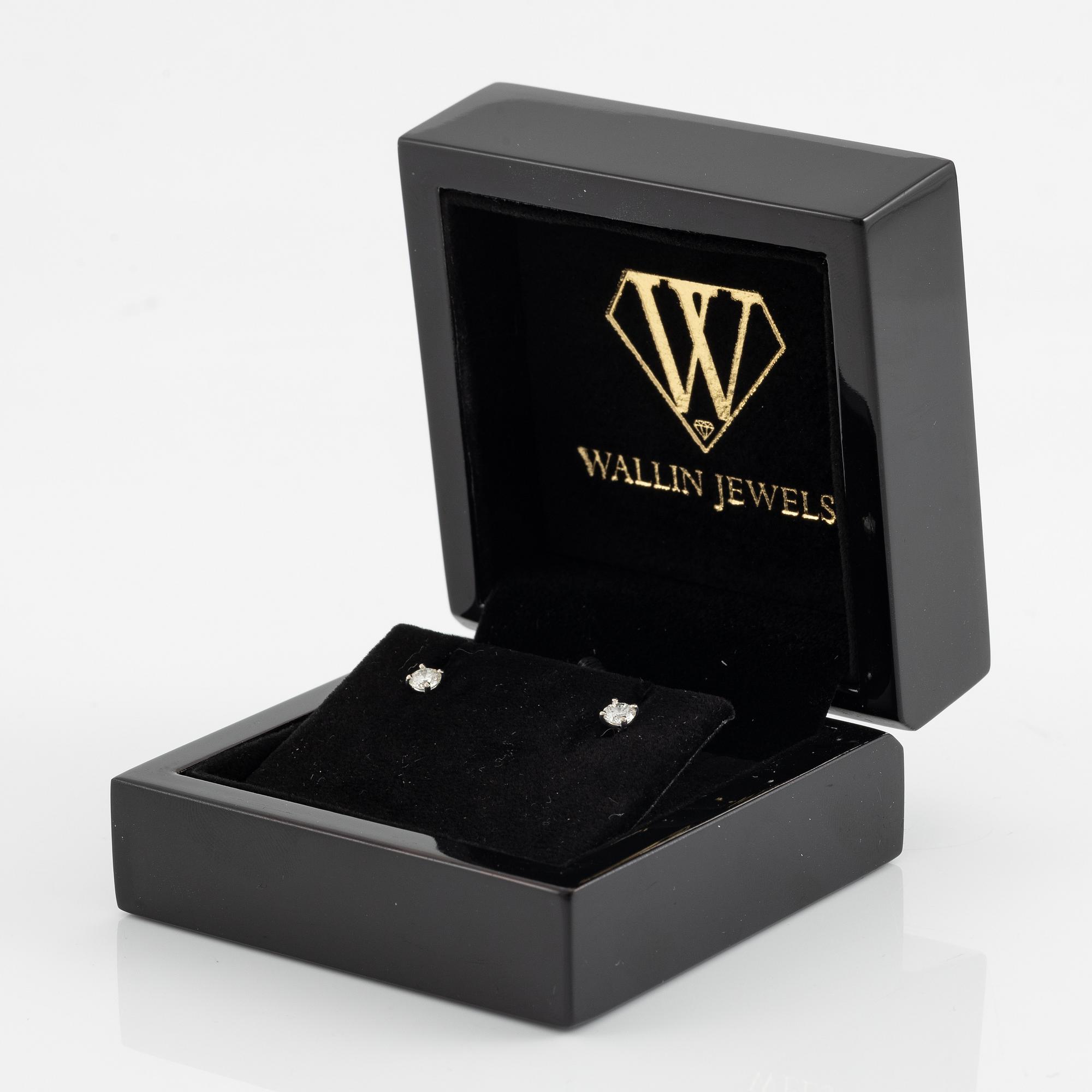 Earrings, a pair, 18K white gold with brilliant-cut diamonds totalling 0.46 ct,.