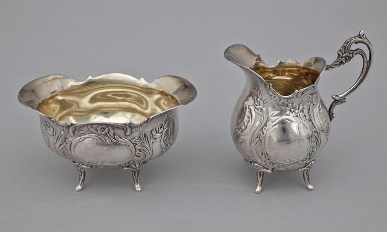 MOCCASERVISDELAR, 10 delar, silver, bla Ceson, Göteborg, 1964. Tot vikt 379 g.