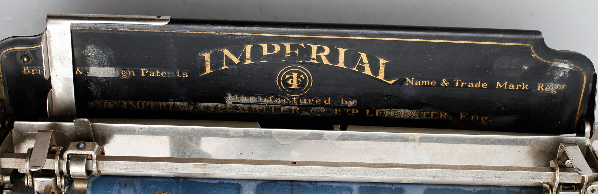 SKRIVMASKIN, The Imperial Typewriter Co Ltd, Leicester, Josef Kihlberg, Hjo, 1900-talets första hälft.