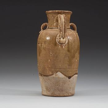 A olive glazed ewer, presumably Liao dynasty (916-1125).