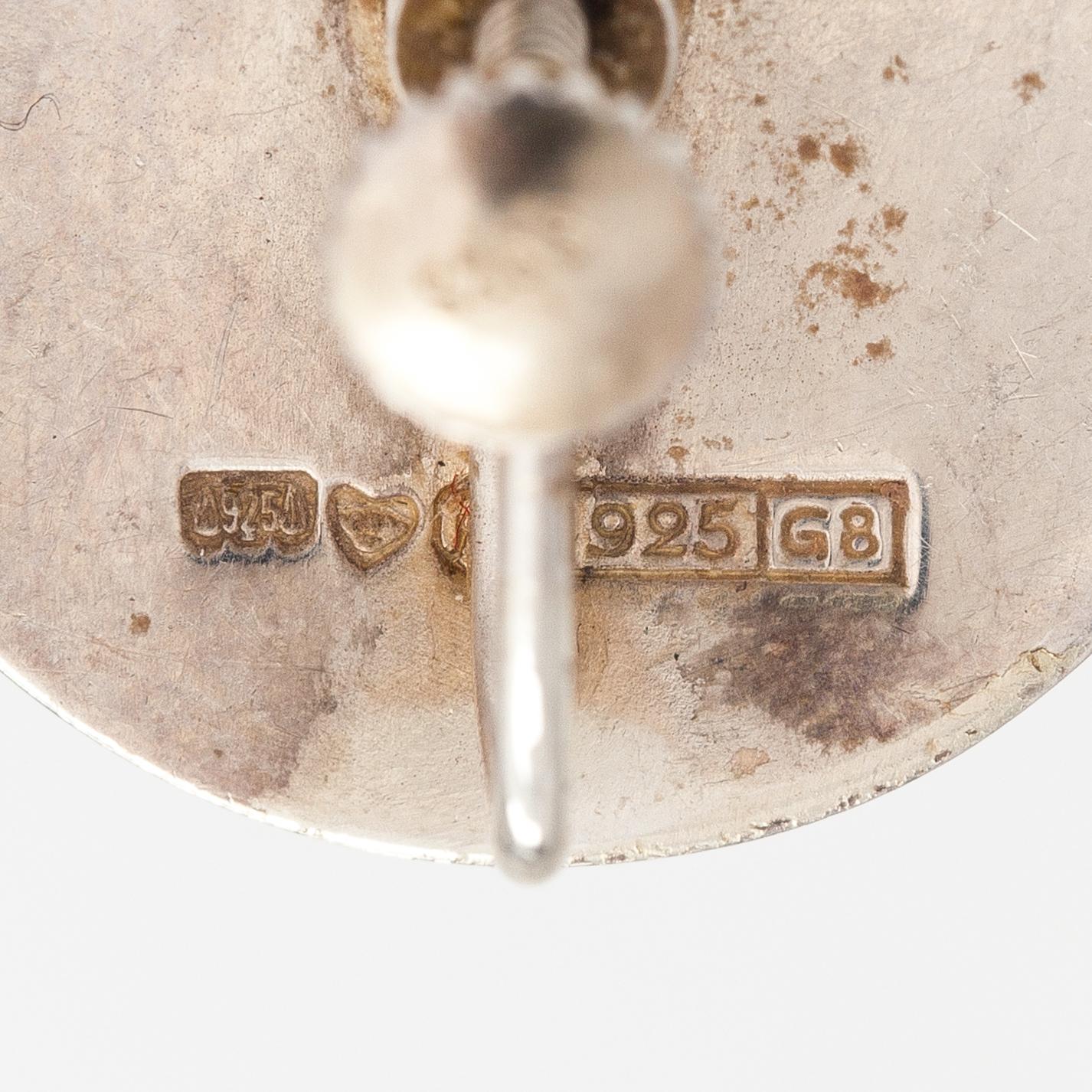 A pair of sterling silver earrings, model 949. Kalevala Koru, Helsinki 1984.