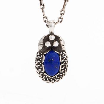 Georg Jensen, necklace with year pendant 1992, silver and lapis lazuli, Denmark.