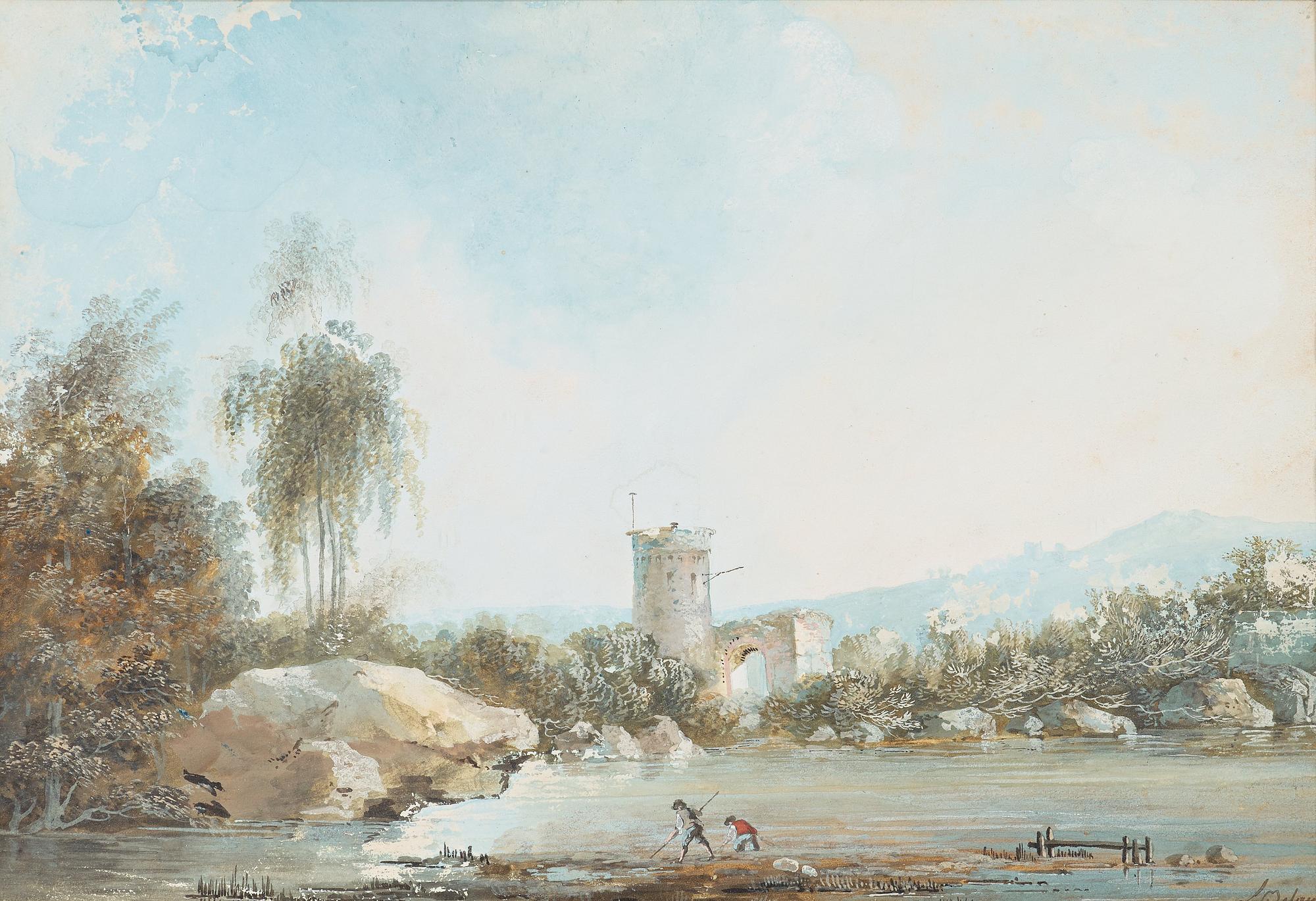 Louis Belanger, Fishermen by a river and ruins.
