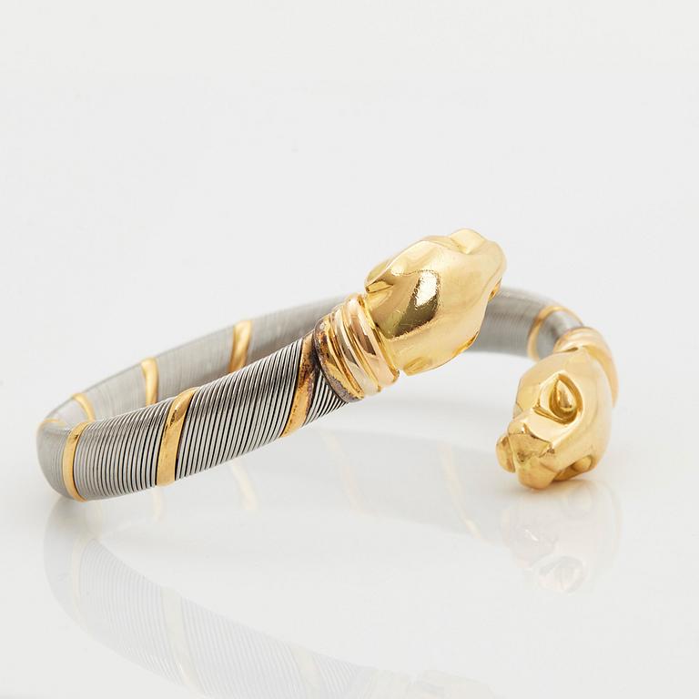 A Cartier "Panthère" bracelet in steel and 18K gold.