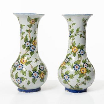 A pair of faience vases, Holland/France, 19th-20th century.