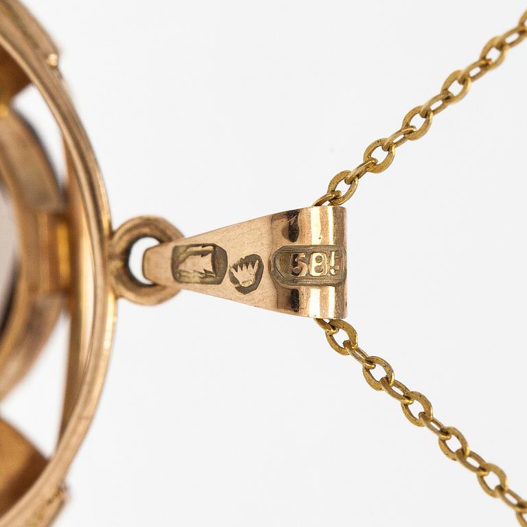 Kaulakoru, 14K kultaa ja savukvartsi. Auran Kultaseppä, Turku.