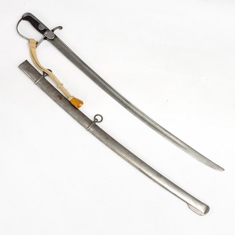 Saber, Swedish, 1831 artillery pattern, with scabbard.