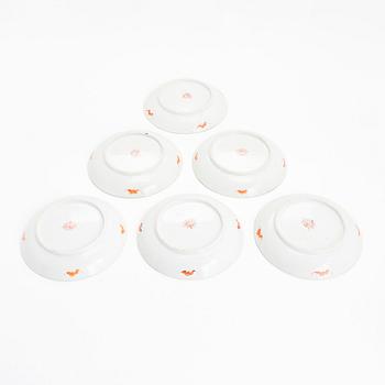 Tallrikar, 6 st, porslin, sen Qingdynasti, Kina kring 1900.