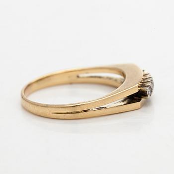 Sormus, 8/8-hiotut timantit, 14K kultaa.
