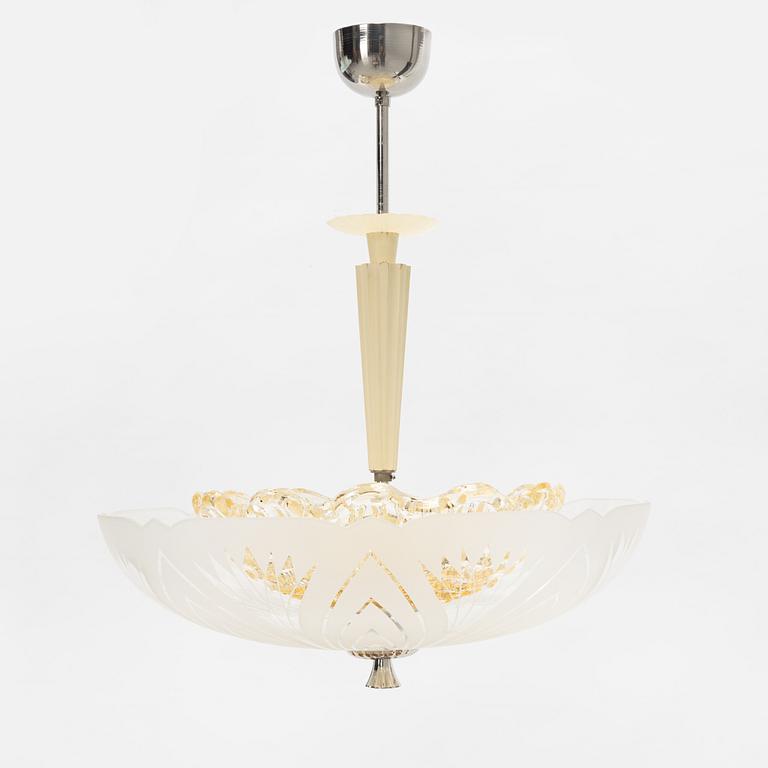 An Orrefors glass ceiling light, mid 20th Century.