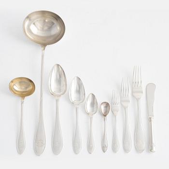 A Swedish Silver Cutlery, model 'Svensk Spetsig', mark of CG Hallberg, some Stockholm 1906  (147 pieces,).