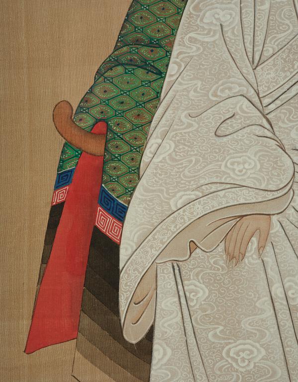 A pair of Thai ancestors portraits, around 1900.