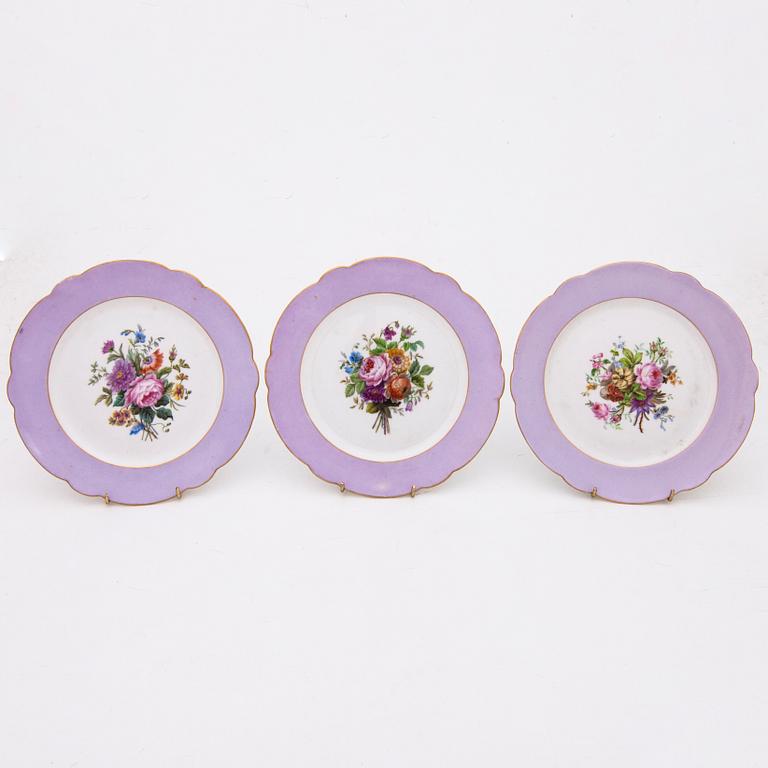 A set of five Russian porcelain plates by the Imperial Porcelain Factory, Saint Petersburg, period Alexander II.