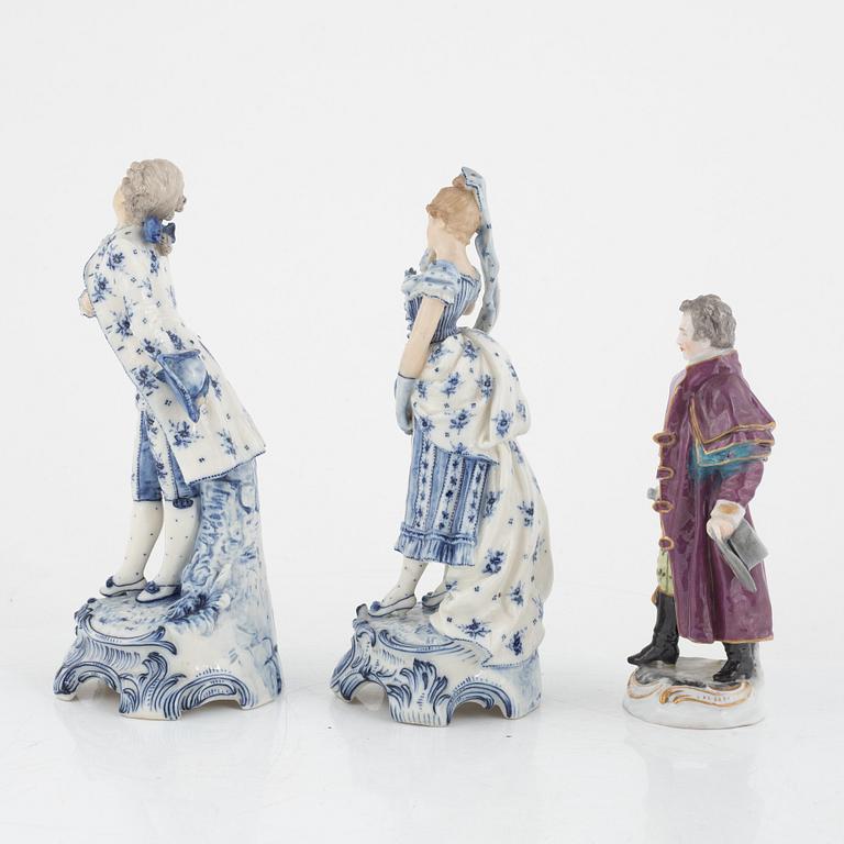 Three porcelain figurines, Europ, 20th century.