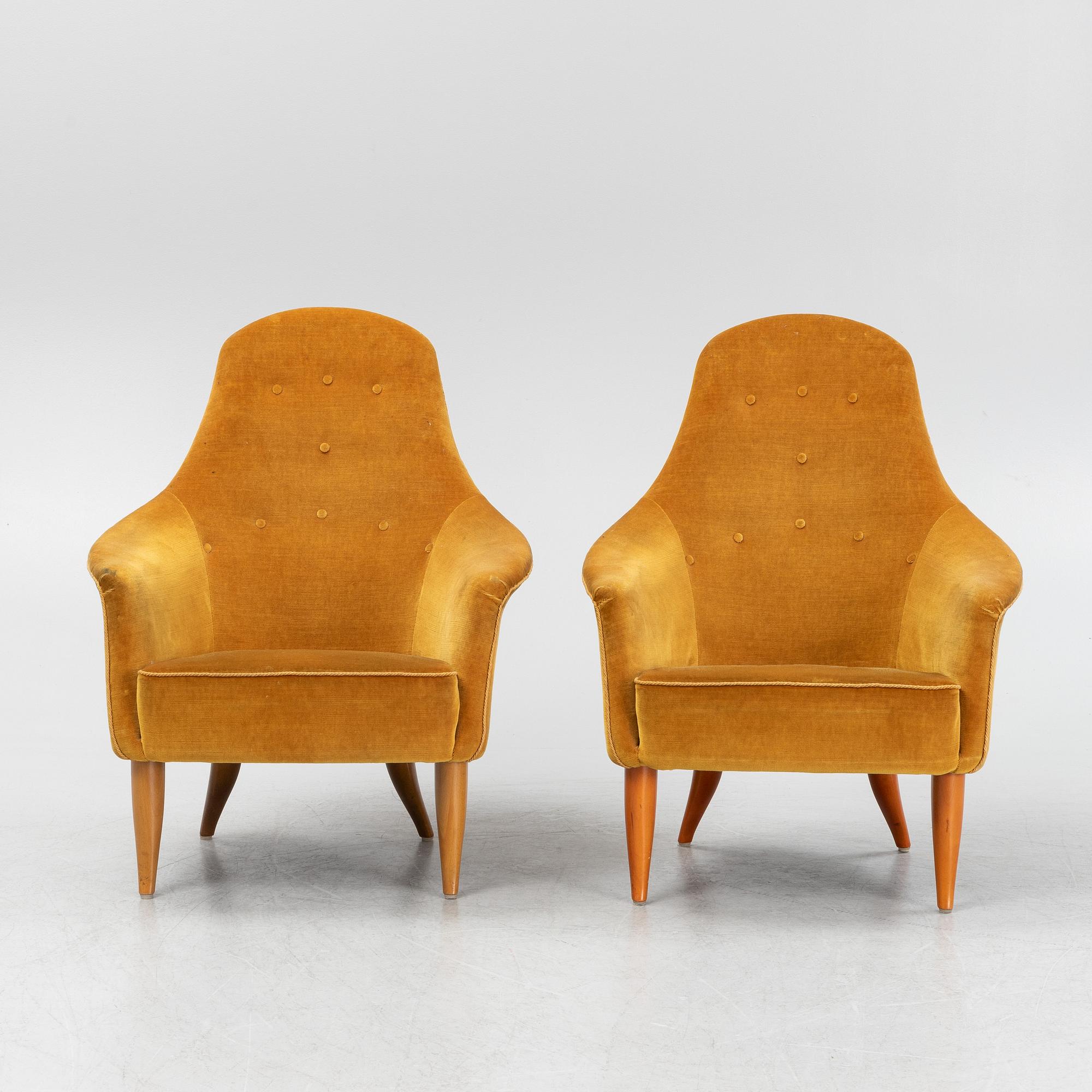 Kerstin Hörlin-Holmquist, A 'Stora Adam' armchairs, Nordiska Kompaniet, mid 20th century.
