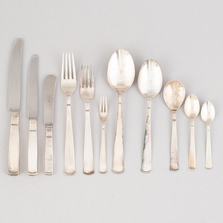 Jacob Ängman, an 85-piece silver flat wear set, "Rosenholm", GAB, Stockholm, Sweden, 1945-53.