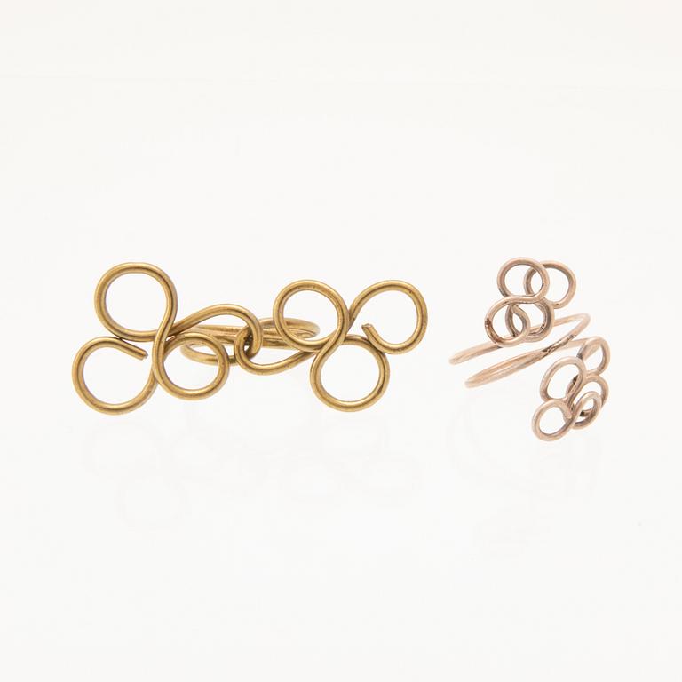 Berit Johansson, rings 5 pcs brass and white metal.