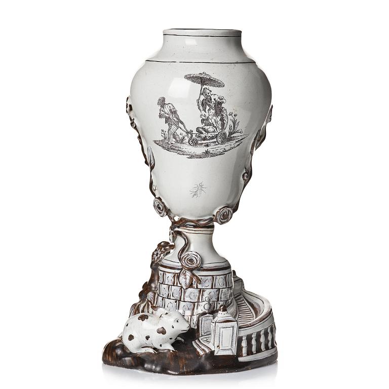 A Swedish Marieberg faience vase, 18th Century.