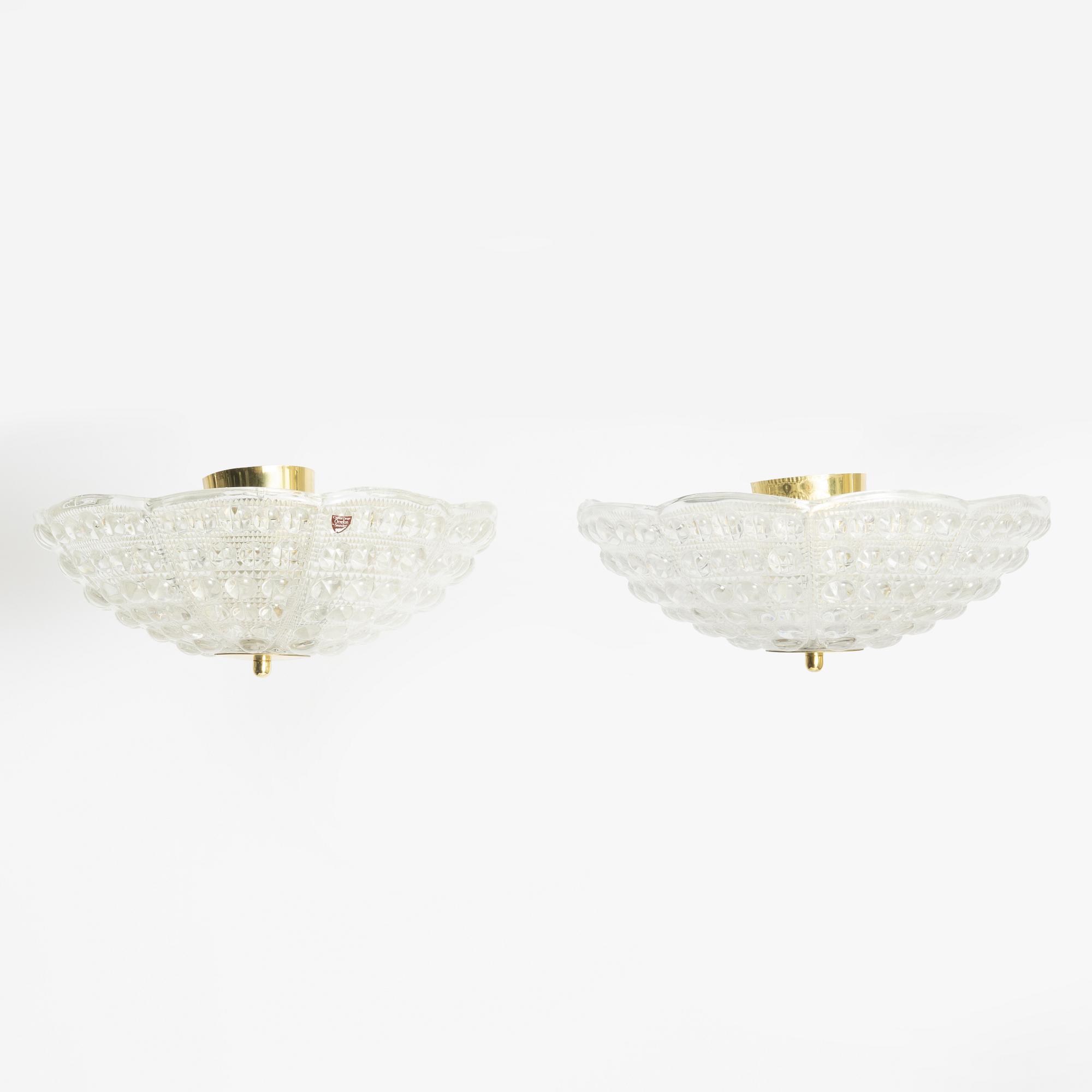 Carl Fagerlund, A pair of ceiling lamps, Orrefors.