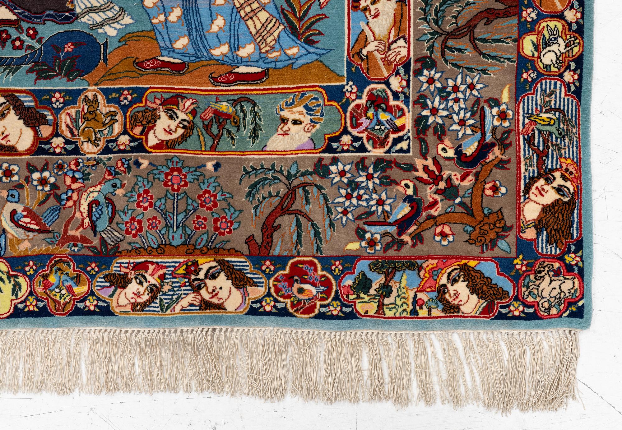 An Isfahan figural rug, c. 112 x 148 cm.
