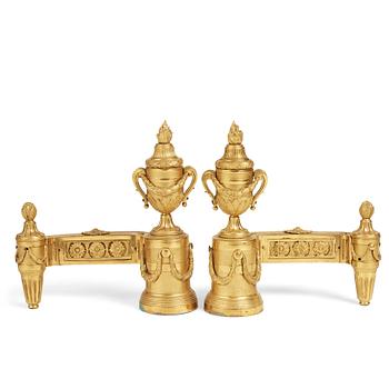 134. A pair of Louis XVI 18th Century bronze chenets.