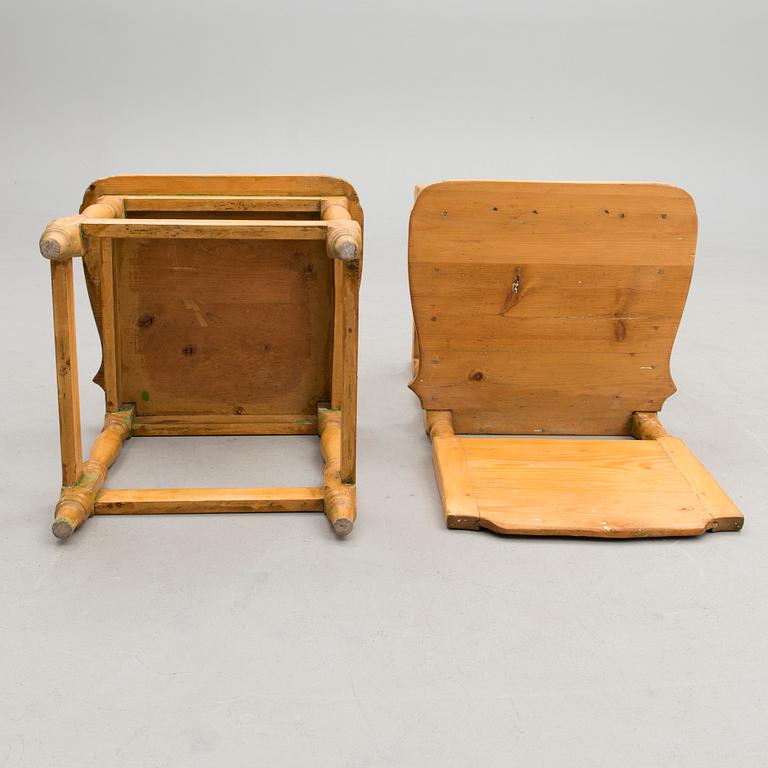 A pair of late 19th century provincial wooden chairs.