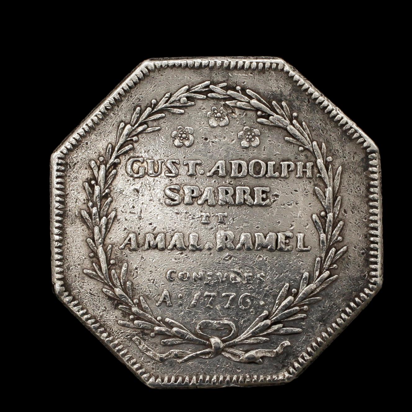SPELPENNING, silver, Enhörning, Köpenhamn 1784. Vikt ca 17 gram.